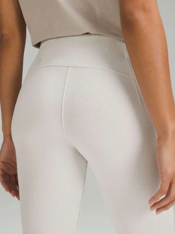 Lululemon Ribbed Softstreme Zip-Leg High-Rise Cropped Pants 25" in Bone Size 10 - Image 7