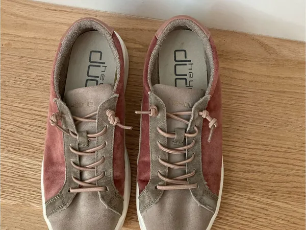 HEY DUDE Suede Sneaker in Dusty Rose and Taupe - Image 2