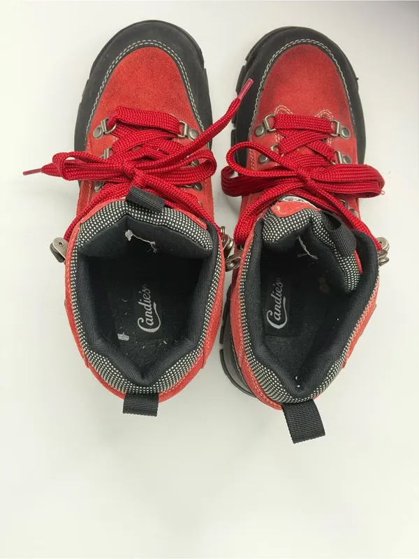 Candie’s Vintage Women’s Size 8.5 Red Leather Hiking Boots Chunky Lug Sole Y2K - Image 5