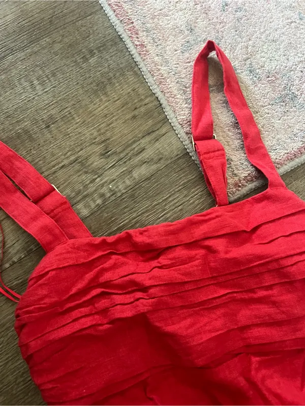 Abercrombie & Fitch Emerson Dress Skort Red Women’s XS Linen Shorts Pocket - Image 7