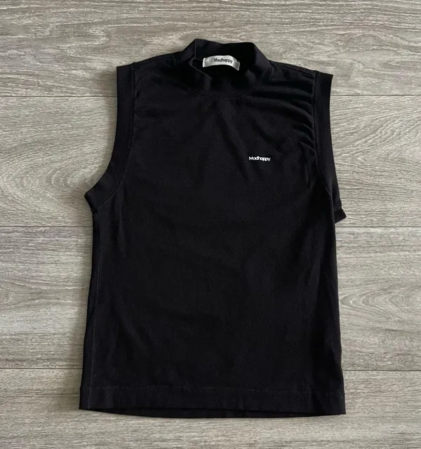 Madhappy mock neck sleeveless black top - small - Image 2