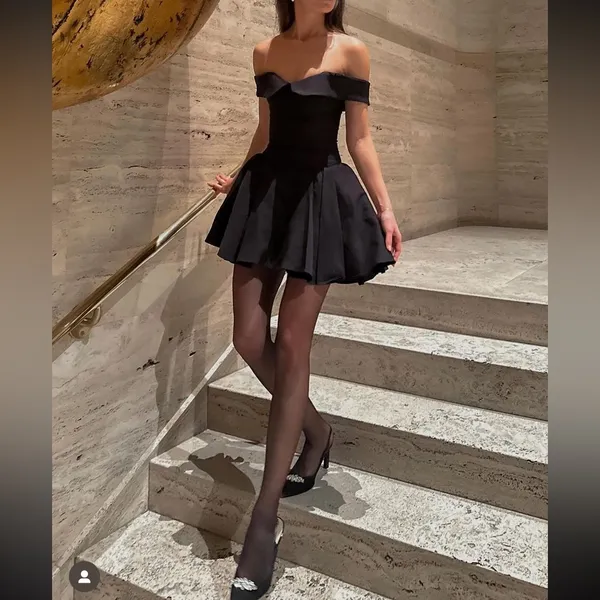 House of CB‎ 'Elida' black off shoulder mini dress NWOT size XS - Image 10