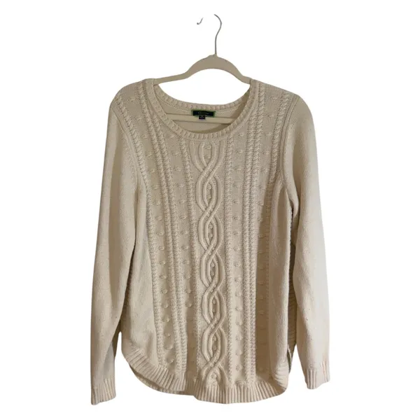 C. Wonder Sweater Cream M Womens Cable Knit Wool Blend Pullover - Image 2