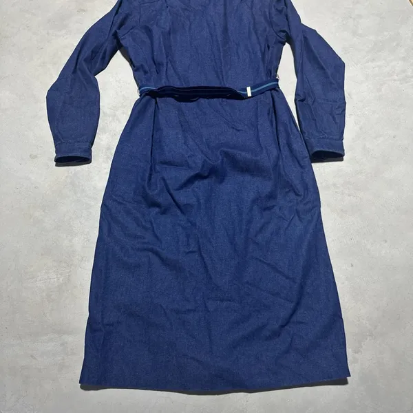 Vintage LL Bean Denim Jean Blue Shirt Dress Size 10 Women's Belted Button Down - Image 7