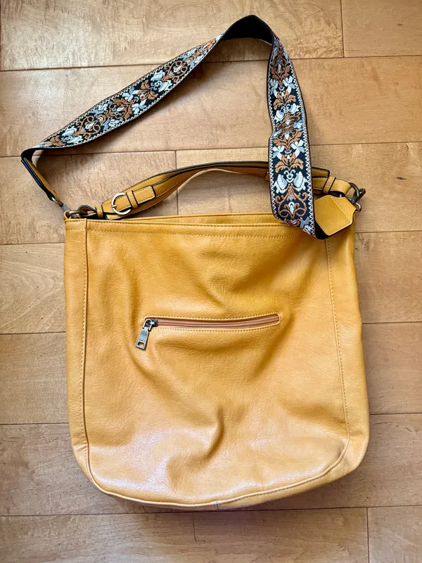 Womens Mustard Yellow Jen & Co. Hobo Bag with Guitar Strap - Image 3