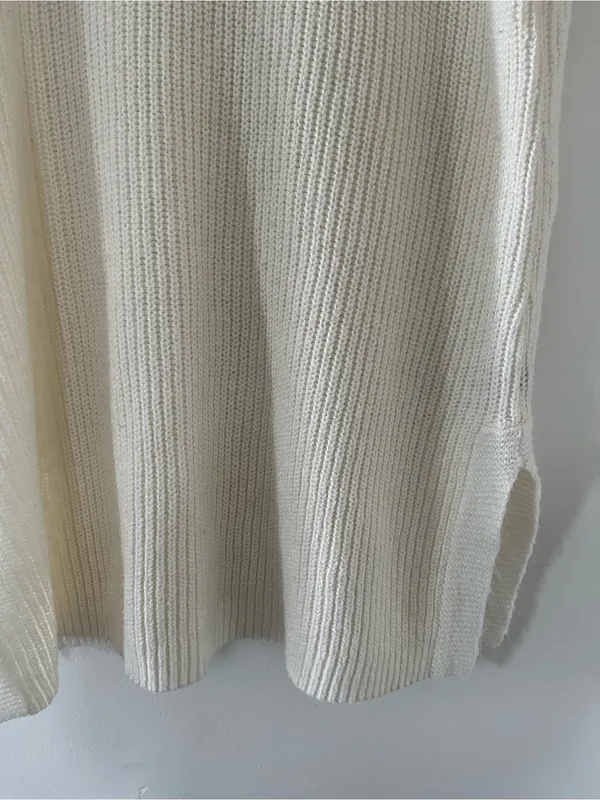 Lauren Ralph Lauren Ivory White Ribbed Sweater Mini Dress Large Quiet Luxury - Image 4