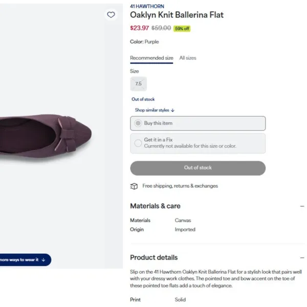 41Hawthorn (7.5) Oaklyn Knit Ballerina Flat - Stitch Fix Bow Detail Slip On Knit - Image 9