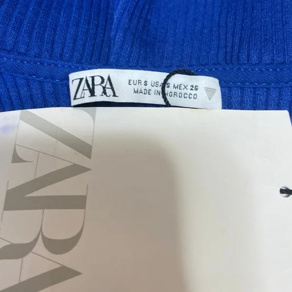 NEW Zara Women's Blue Rib Knit Sleeveless Cutout Mini Bodycon Tank Dress Size S - Image 3