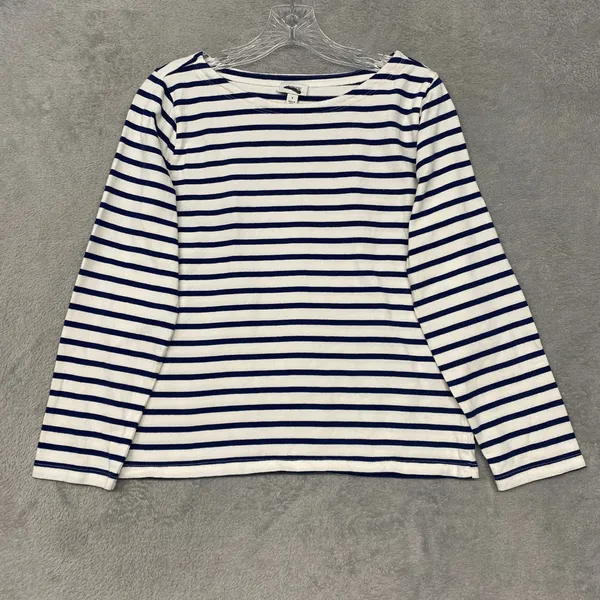 J Crew Top Womens Small‎ Blue Striped Boatneck Top Heart Elbow Patches Nautical - Image 3
