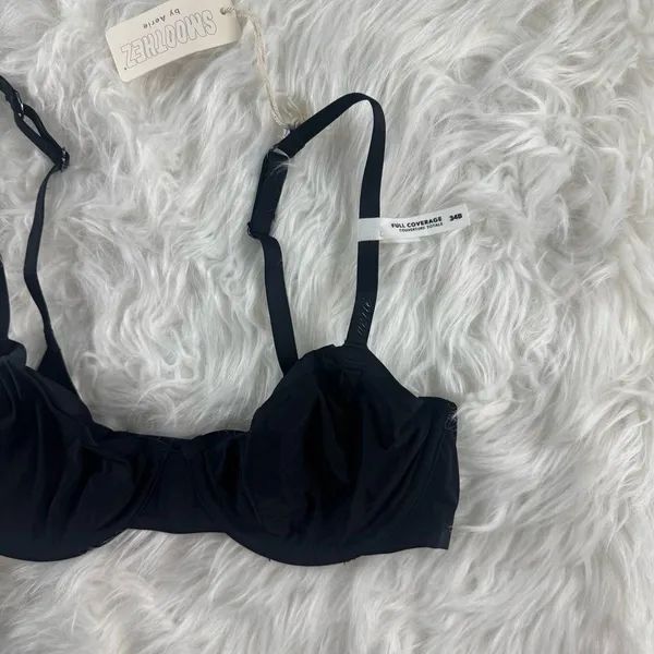 Aerie Smoothez Mesh Full Coverage Unlined Bra Black 34B - Image 4