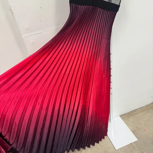 Betsy & Adam Ombre Pleated Maxi Gown Dress with Mesh Inset Waist Sz 6 Sleeveless - Image 5