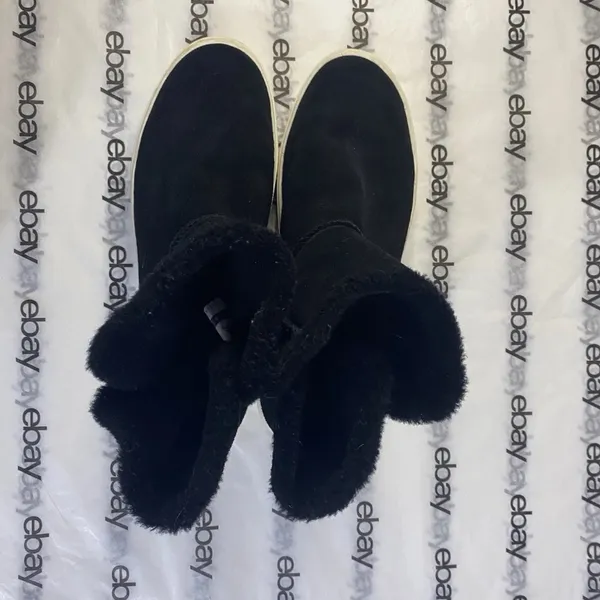UGG Women’s Black Suede Shearling Lined Ankle Boots Buckle Strap Size 9 EU 40 - Image 3