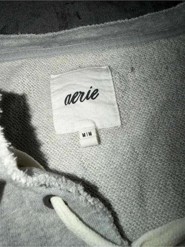 Aerie Lace Up Oversized Crew Sweatshirt in Gray Size Medium - Image 10