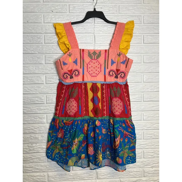 Farm Rio colorblocked mini‎ dress embroidery embellishment women's size large - Image 3