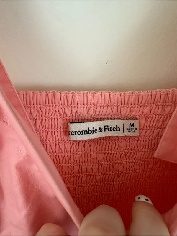 Abercrombie & Fitch Pink Bustier Style Button-Front Crop Top Size Medium - Image 3