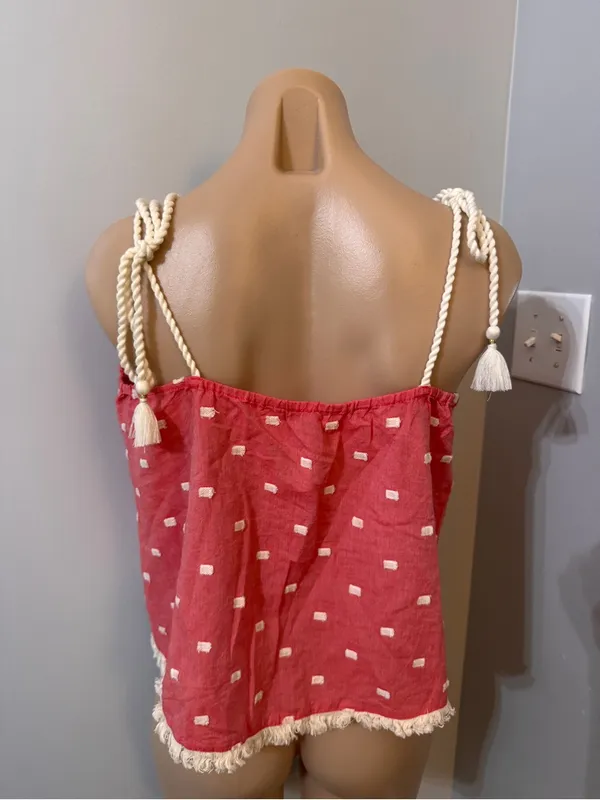 Aerie Boho Tank Top Red White Blue Medium Tassel - Image 4