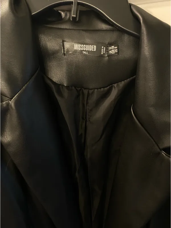 Missguided Leather Blazer Jacket - Image 3