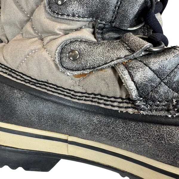 Sorel Winter Boots Womens‎ 12 Gray Quilted Waterproof Faux Fur Lace Up Snow - Image 6