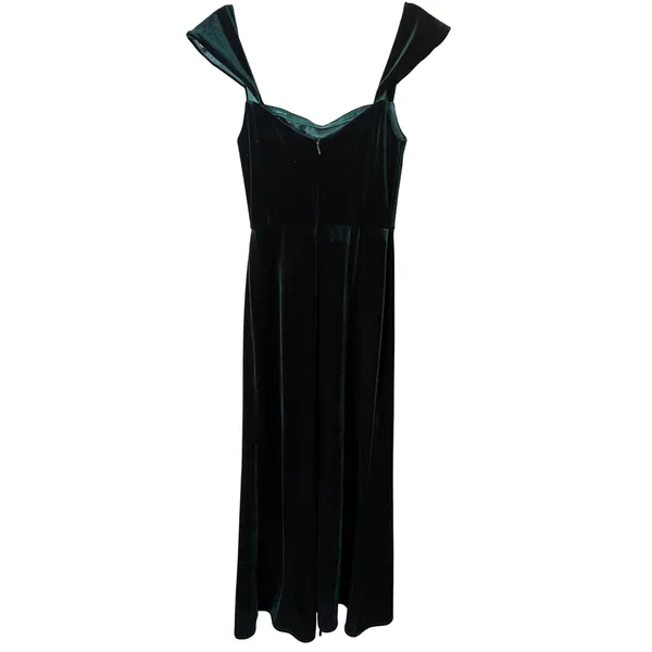 Jenny Yoo Collection Issa Velvet Off‎ the Shoulder Gown Emerald Green Size 0 - Image 7