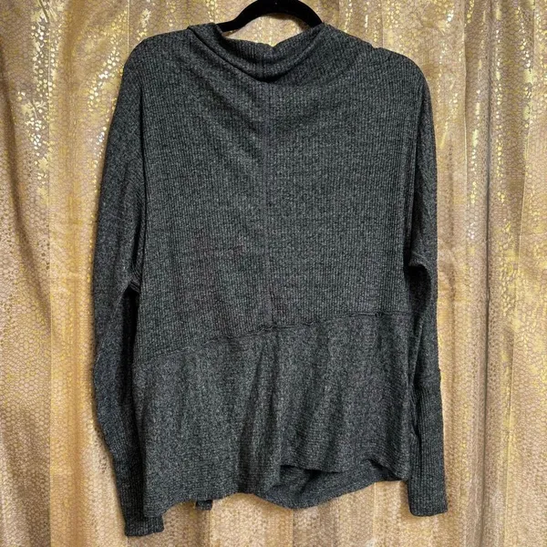 We The Free People Londontown Thermal Tunic Top Charcoal Gray Stretch XS - Image 2