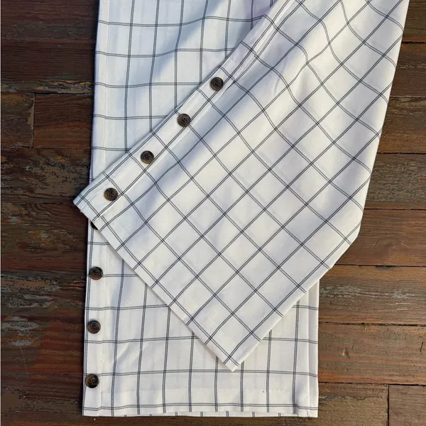 Skies Are Blue Windowpane Plaid Wide Leg Crop Pull On Pants Button Hem Sz S 💛🍄 - Image 8