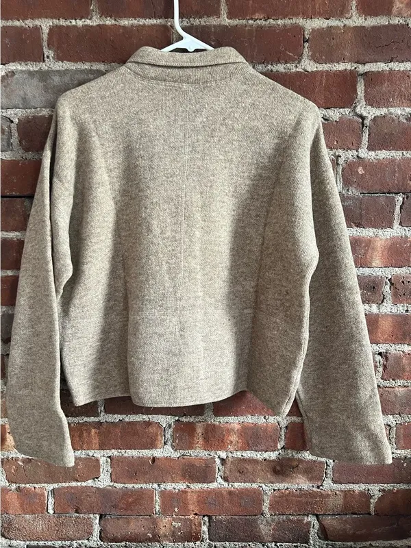 J. Crew Women's Taupe Button-Front Wool-Blend Jacket Size Medium - Image 3