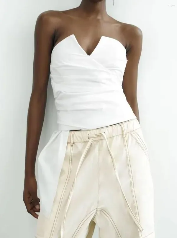 Zara NWT  STRIPED White STRAPLESS TOP. Size Small. - Image 7