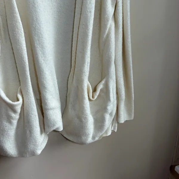 Madewell merino wool alpaca blend cream knit cardigan women's size small STAIN - Image 3