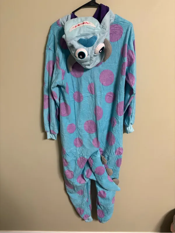Monsters Inc Sulley Plush Costume Pajama Sleeper Adult Size Medium One Piece Zip - Image 2