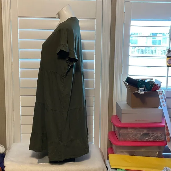 Olive Green Midi Dress Size XL - Image 5