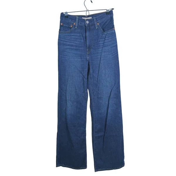 Levi's Premium Ribcage Wide Leg Jeans Size 24 Blue High Rise 90s Retro Denim - Image 2