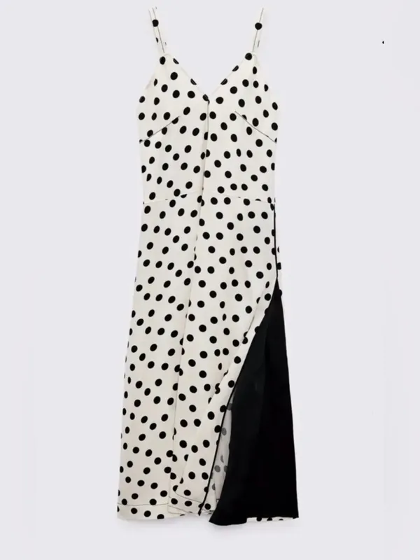 zara cotton polka dot dress limited edition side pocket size medium - Image 2