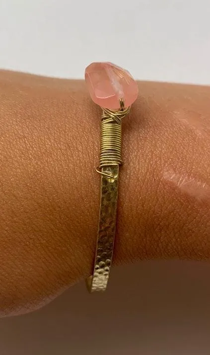 Gold Bracelet with Pink Stone - Image 2