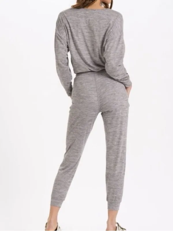 Vuori Long Sleeve Lux Jumpsuit in Clay Heather Gray - Image 2