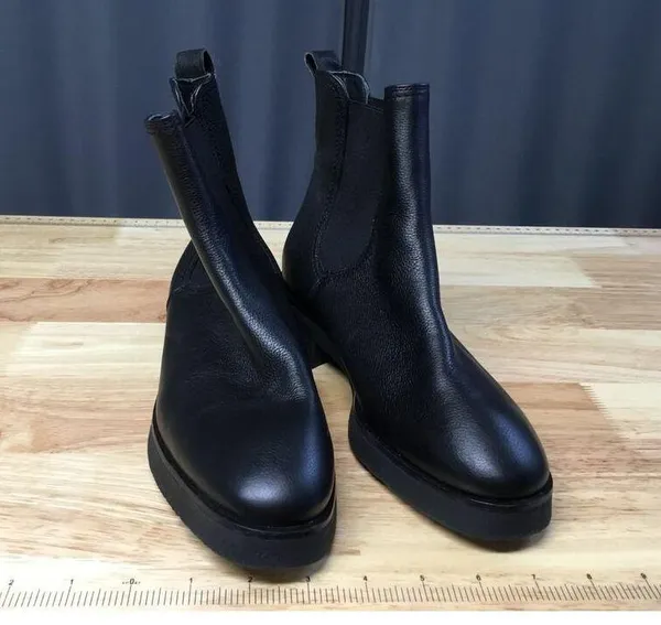 Paul Green Ankle Chelsea Boots Women's 7.5 Black Leather Slip-On Almond Toe - Image 3