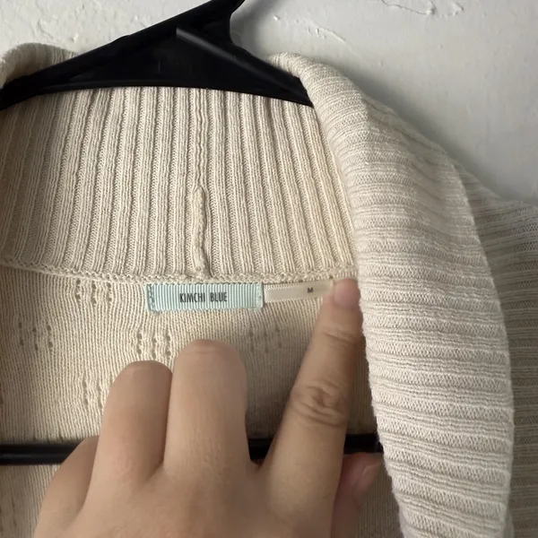 Kimchi Blue Sweater Coquette Medium Cream Open Front‎ Cardigan Pockets Boho - Image 5