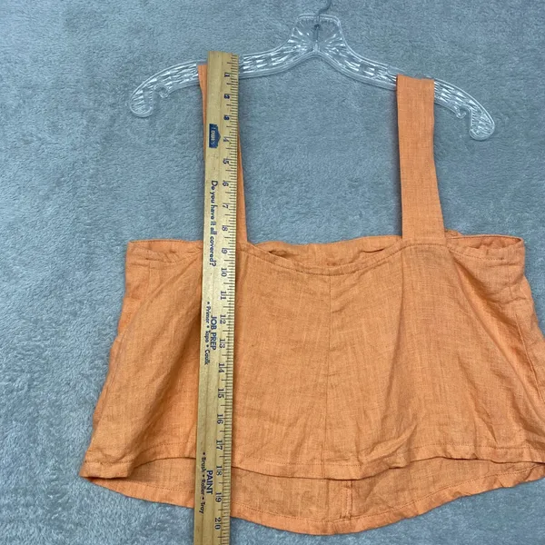 Back Beat Co Top Womens Small Linen Orange Crop Tank Top O Ring Straps - Image 3