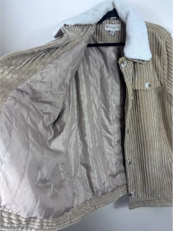 Koolaburra Ugg Corduroy Jacket Removable Fur Collar Camel Sz XL - Image 8