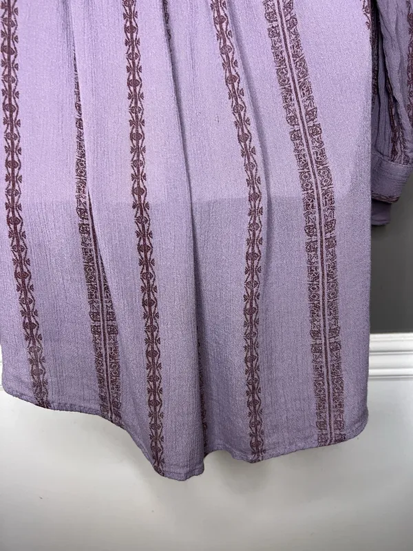 Free People Blouse Womens Medium Purple Striped Henley Long Sleeve Tunic Top - Image 10