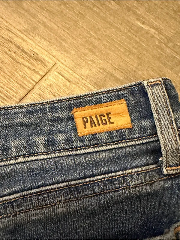 PAIGE Verdugo Ankle Jeans Women's Size 32 Blue Mid Rise Raw Hem Skinny - Image 8