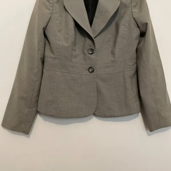 ANN TAYLOR Factory Tan / Brown Black Houndstooth Two Button Work Blazer Jacket 4 - Image 4