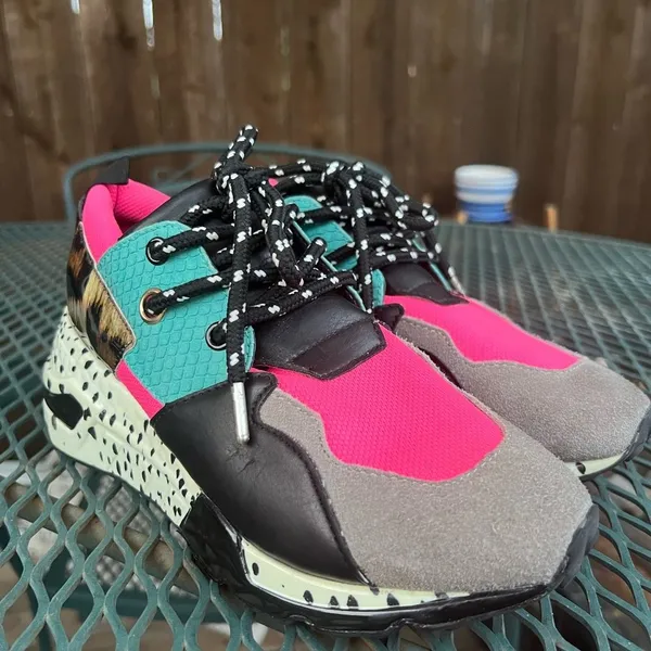 Steve Madden Cliff Chunky Platform Trainers Sneakers Wedges Pink Animal Size 6 - Image 7