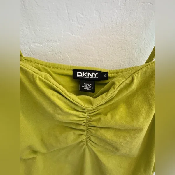DKNY Lime Green‎ Ruched Cami Tank Top Size Small - Image 3