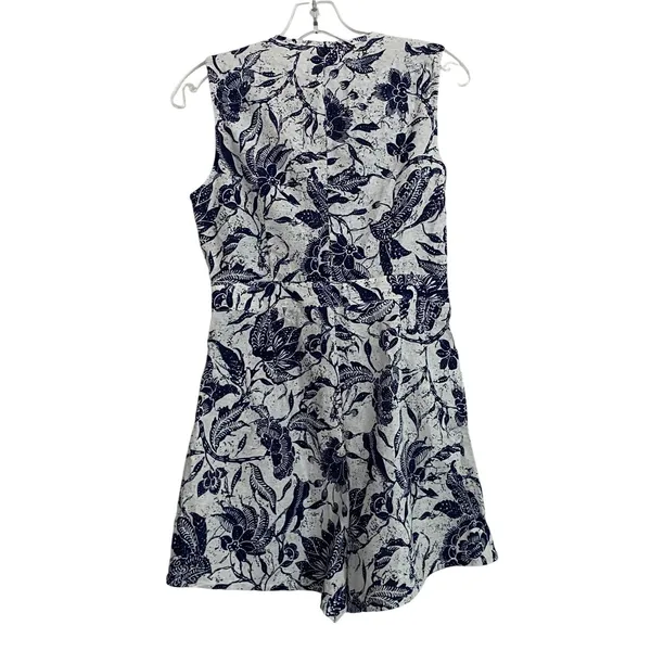 Cider Wmns‎ Blue White Floral Tie Front Cutout Cotton Romper CD2021121048944PS M - Image 3