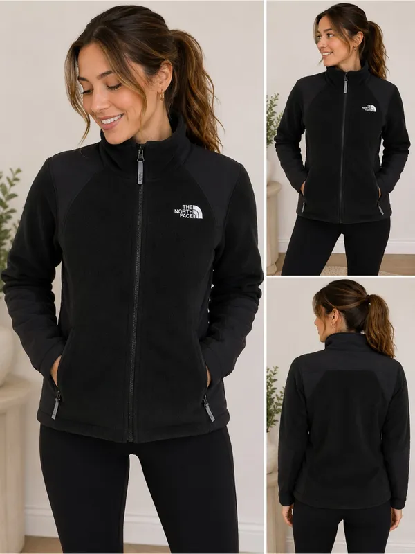 The North Face Women's Black Full-Zip Fleece Jacket Size Medium - Image 2