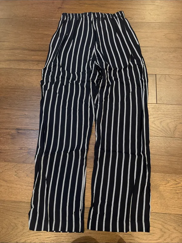 Brandy Melville Pants Black White Striped Wide Leg Elastic Waistband - C31-047 - Image 7