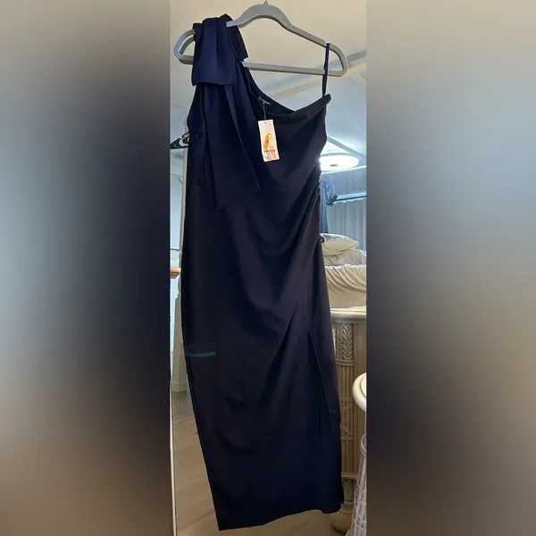 NEW Blue Formal Semi Formal One Shoulder Maxi Dress XL - Image 4