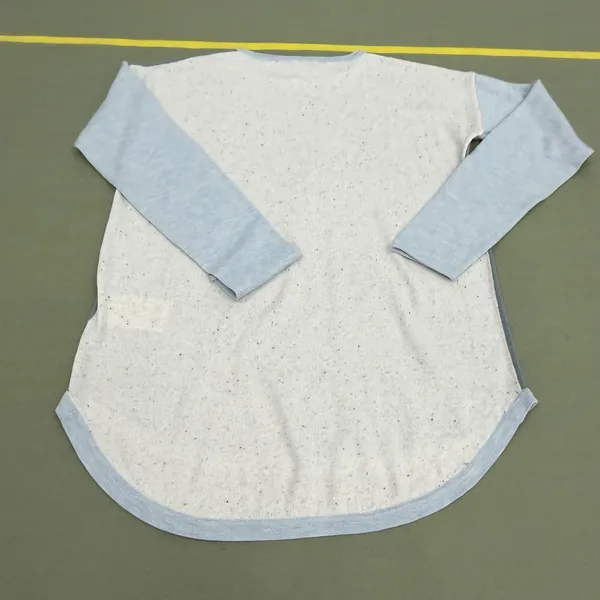 Smartwool Merino Wool Colorblock High-Low Knit Top Blue Cream SW016487 - Image 8