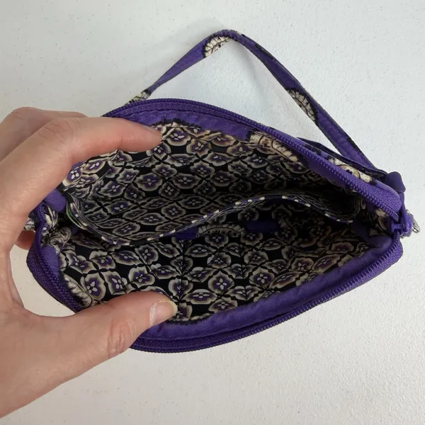 Vera Bradley Simply‎ Violet Wristlet Wallet Purple Floral Paisley Zip ID Card - Image 9