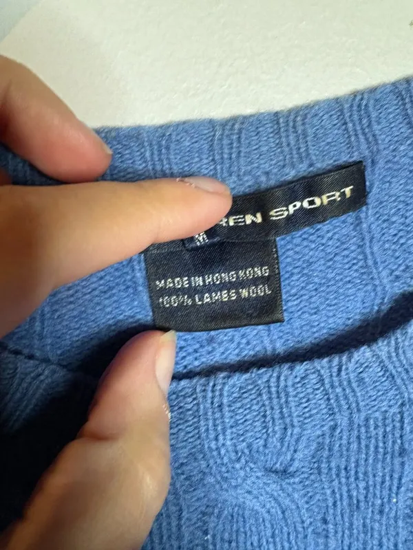 Vtg Ralph Lauren Sport blue cable knit wool sweater - Image 4